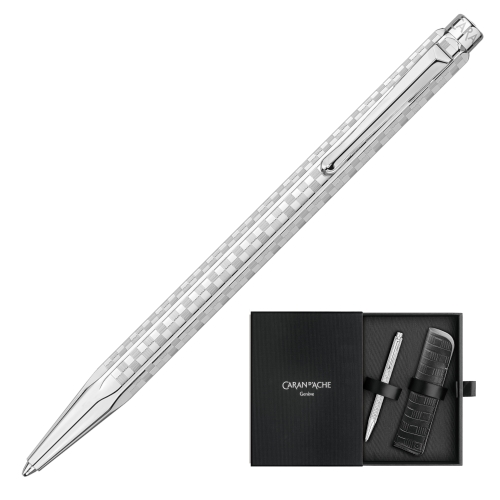 CD8902-566 Caran d'Ache długopis + etui Ecridor DAMIER Platinum-04.jpg