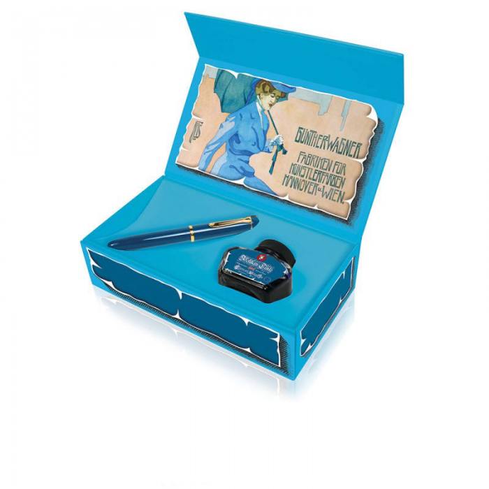 SET Pelikan M120 Iconic Blue Fountain Pen EF