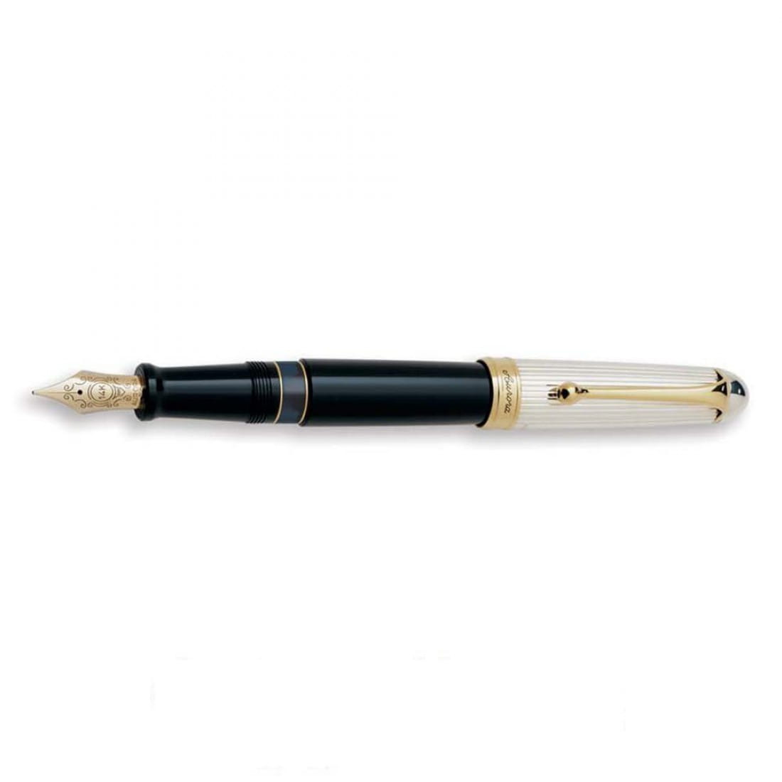 Aurora 88 Large Fountain Pen Black Silver  GT