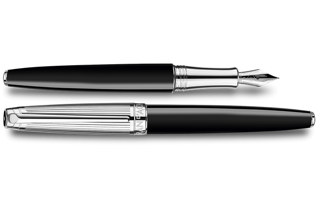 Caran d'Ache Silver-Plated, Rhodium-Coated LÉMAN™ BICOLOR Black Pióro wieczne